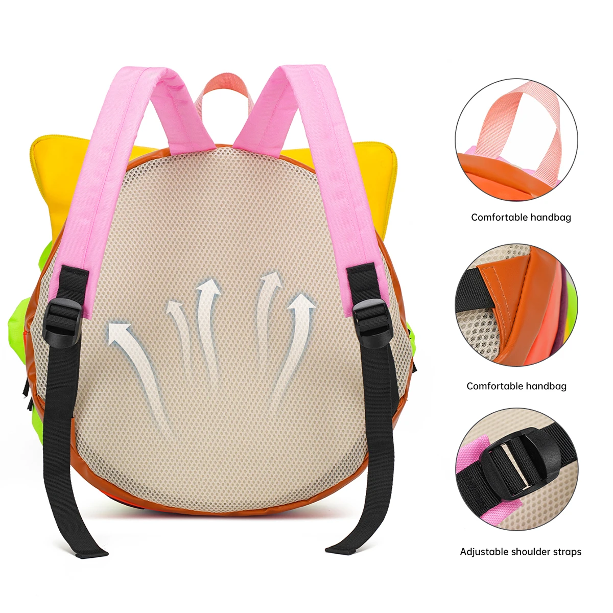 Children's Schoolbags, Girls' Elementary School Students, Junior High School Students' Hamburger Birthday Gift Backpacks, Cute and Good-Looking High School Backpacks