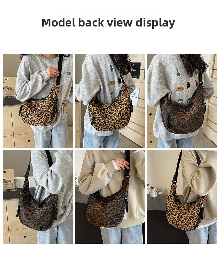 Unique Leopard Print Hobo Bag Sporty Commuting All Rounder Shoulder Crossbody Bag Versatile and Stylish Cosmetic Bag for Women