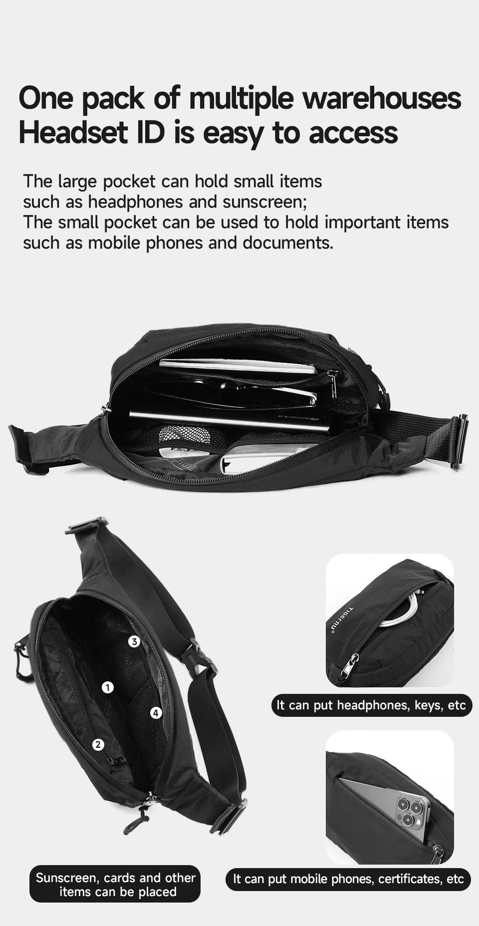Tigernu New Light Weight Crossbody Bag Men Shoulder Bag Splashproof Waist Bag Male Multi-purpose Sling Bag