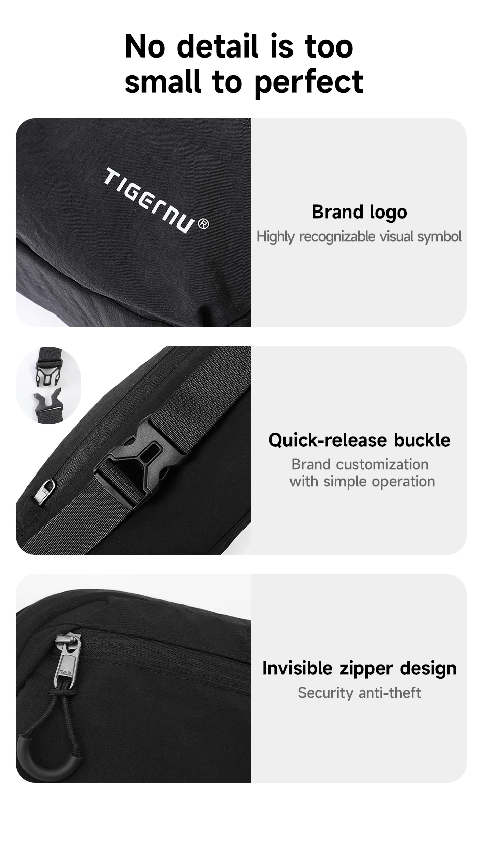 Tigernu New Light Weight Crossbody Bag Men Shoulder Bag Splashproof Waist Bag Male Multi-purpose Sling Bag