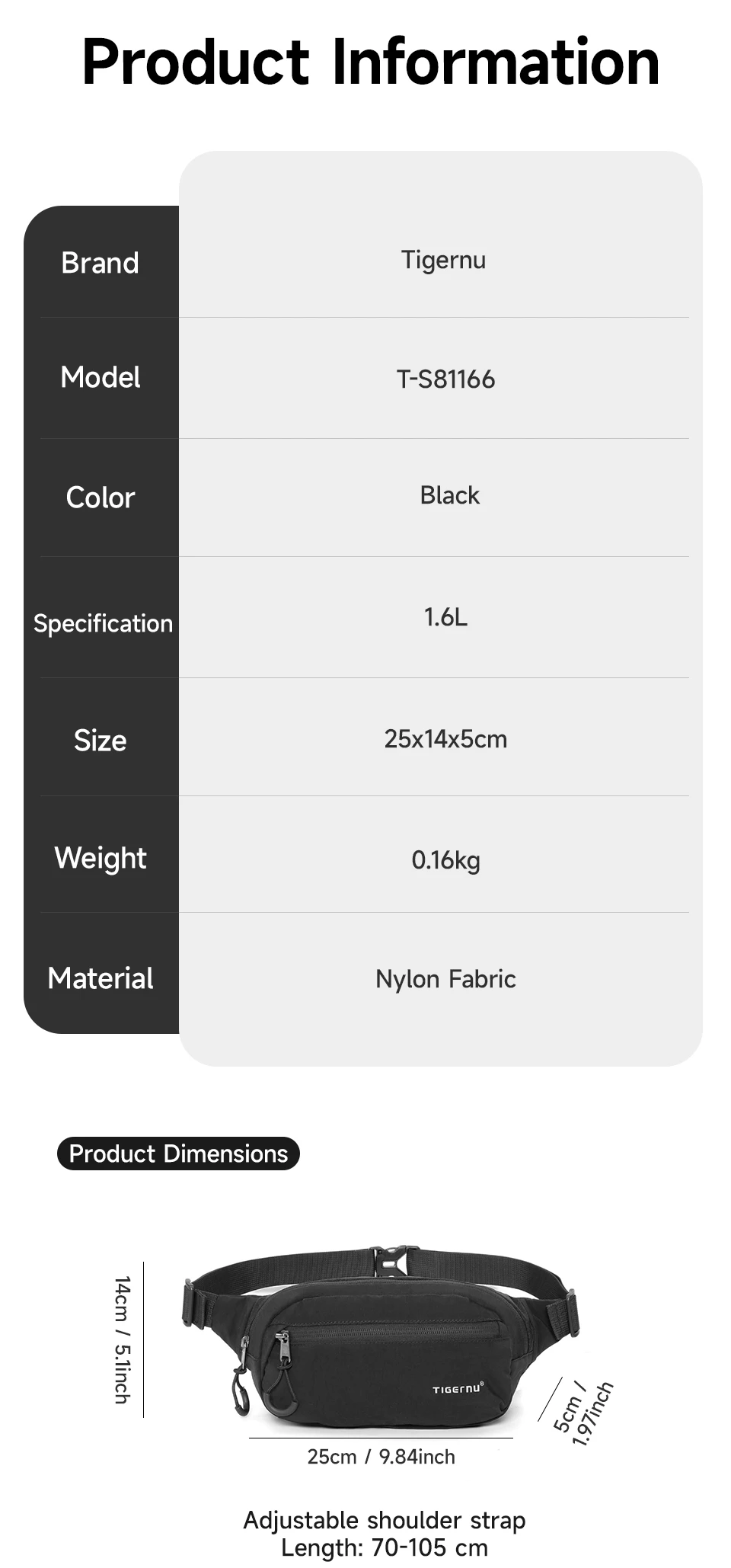 Tigernu New Light Weight Crossbody Bag Men Shoulder Bag Splashproof Waist Bag Male Multi-purpose Sling Bag