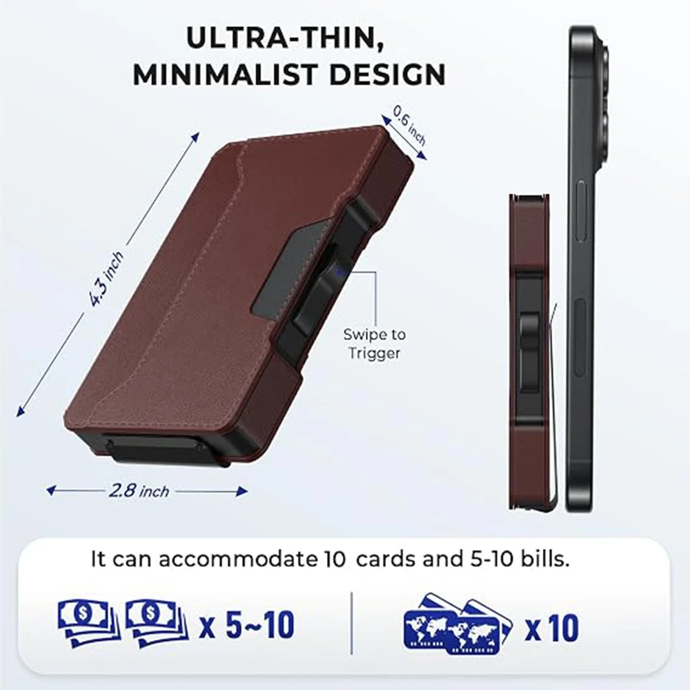 Wallet for Men, Pop Up RFID Blocking Aluminum Credit Card Holder | Holds 9-13 Cards, Built-in Money Clip & ID Window
