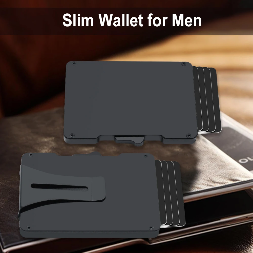 Wallet for Men, Pop Up RFID Blocking Aluminum Credit Card Holder | Holds 9-13 Cards, Built-in Money Clip & ID Window