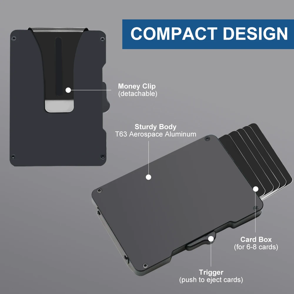 Wallet for Men, Pop Up RFID Blocking Aluminum Credit Card Holder | Holds 9-13 Cards, Built-in Money Clip & ID Window