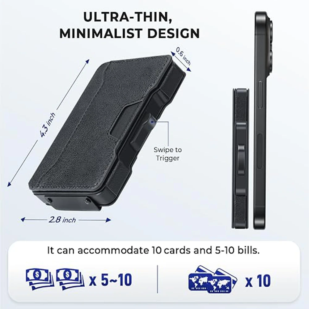 Wallet for Men, Pop Up RFID Blocking Aluminum Credit Card Holder | Holds 9-13 Cards, Built-in Money Clip & ID Window