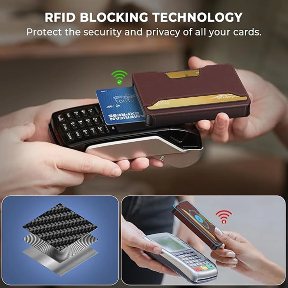 Wallet for Men, Pop Up RFID Blocking Aluminum Credit Card Holder | Holds 9-13 Cards, Built-in Money Clip & ID Window