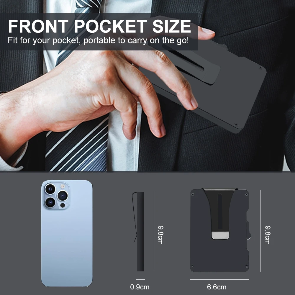 Wallet for Men, Pop Up RFID Blocking Aluminum Credit Card Holder | Holds 9-13 Cards, Built-in Money Clip & ID Window