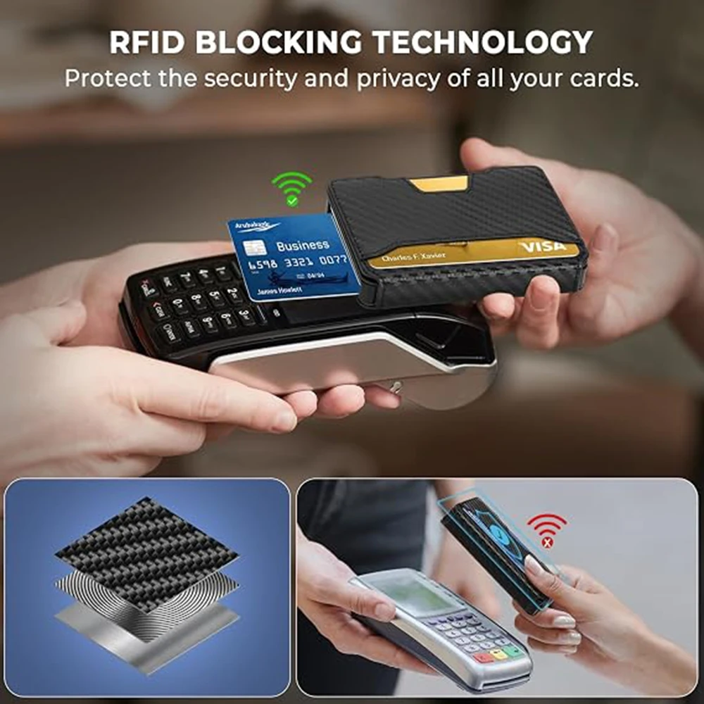 Wallet for Men, Pop Up RFID Blocking Aluminum Credit Card Holder | Holds 9-13 Cards, Built-in Money Clip & ID Window
