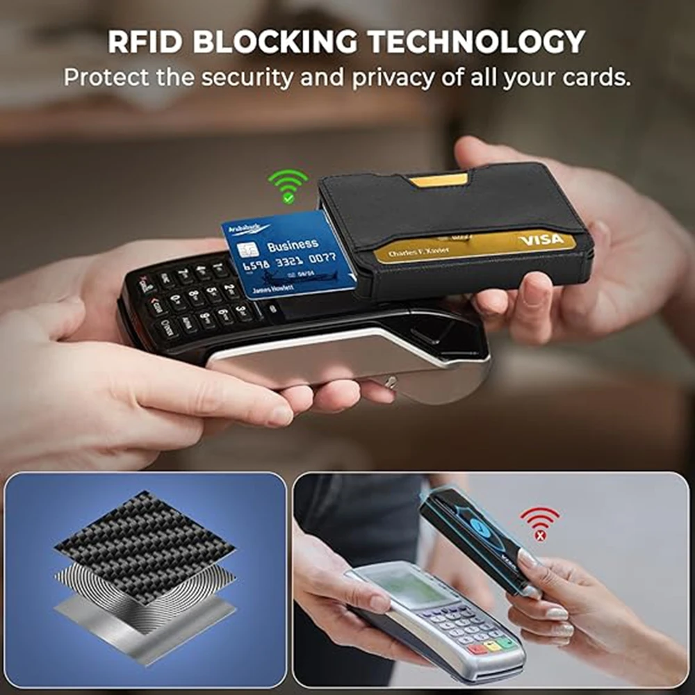 Wallet for Men, Pop Up RFID Blocking Aluminum Credit Card Holder | Holds 9-13 Cards, Built-in Money Clip & ID Window