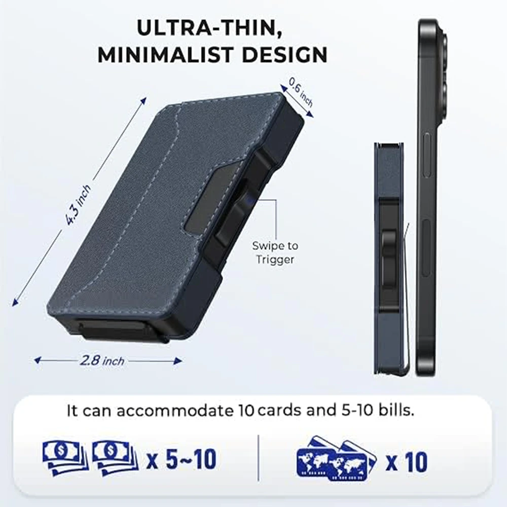 Wallet for Men, Pop Up RFID Blocking Aluminum Credit Card Holder | Holds 9-13 Cards, Built-in Money Clip & ID Window