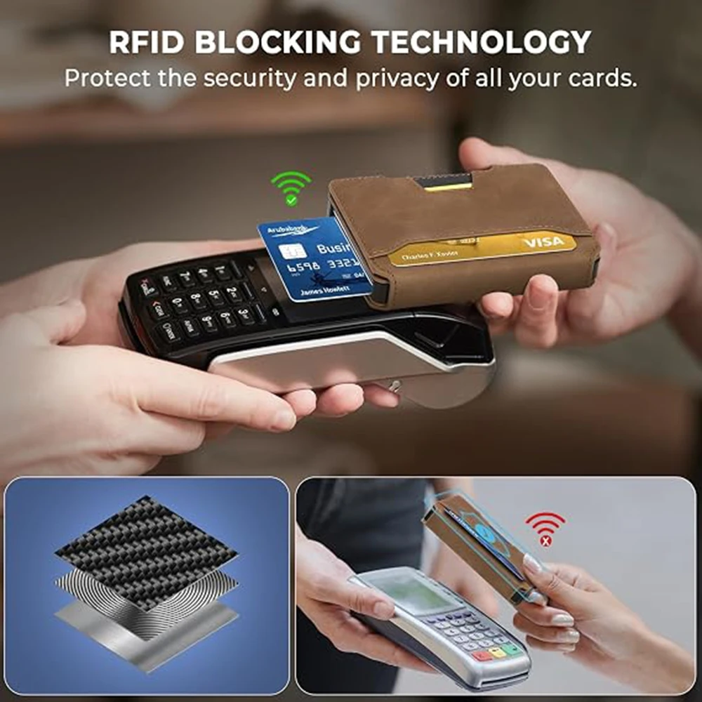 Wallet for Men, Pop Up RFID Blocking Aluminum Credit Card Holder | Holds 9-13 Cards, Built-in Money Clip & ID Window