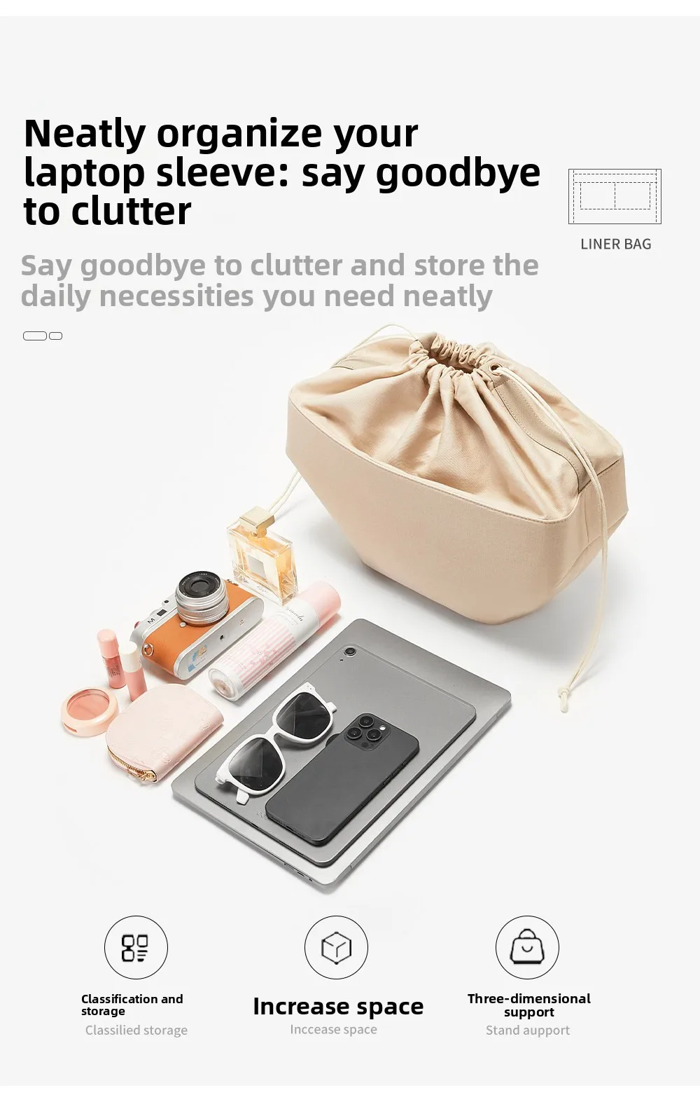 Drawstring Bag Insert For Cyme Mini Nylon Bag Insert Storage Lightweight Bag Support Bag Replacement Accessories