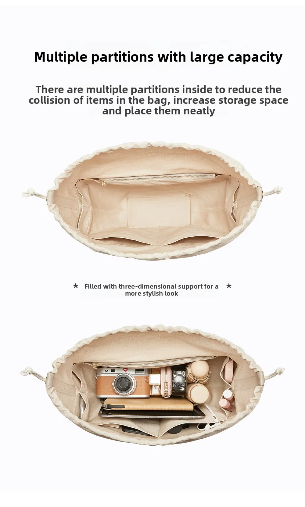 Drawstring Bag Insert For Cyme Mini Nylon Bag Insert Storage Lightweight Bag Support Bag Replacement Accessories