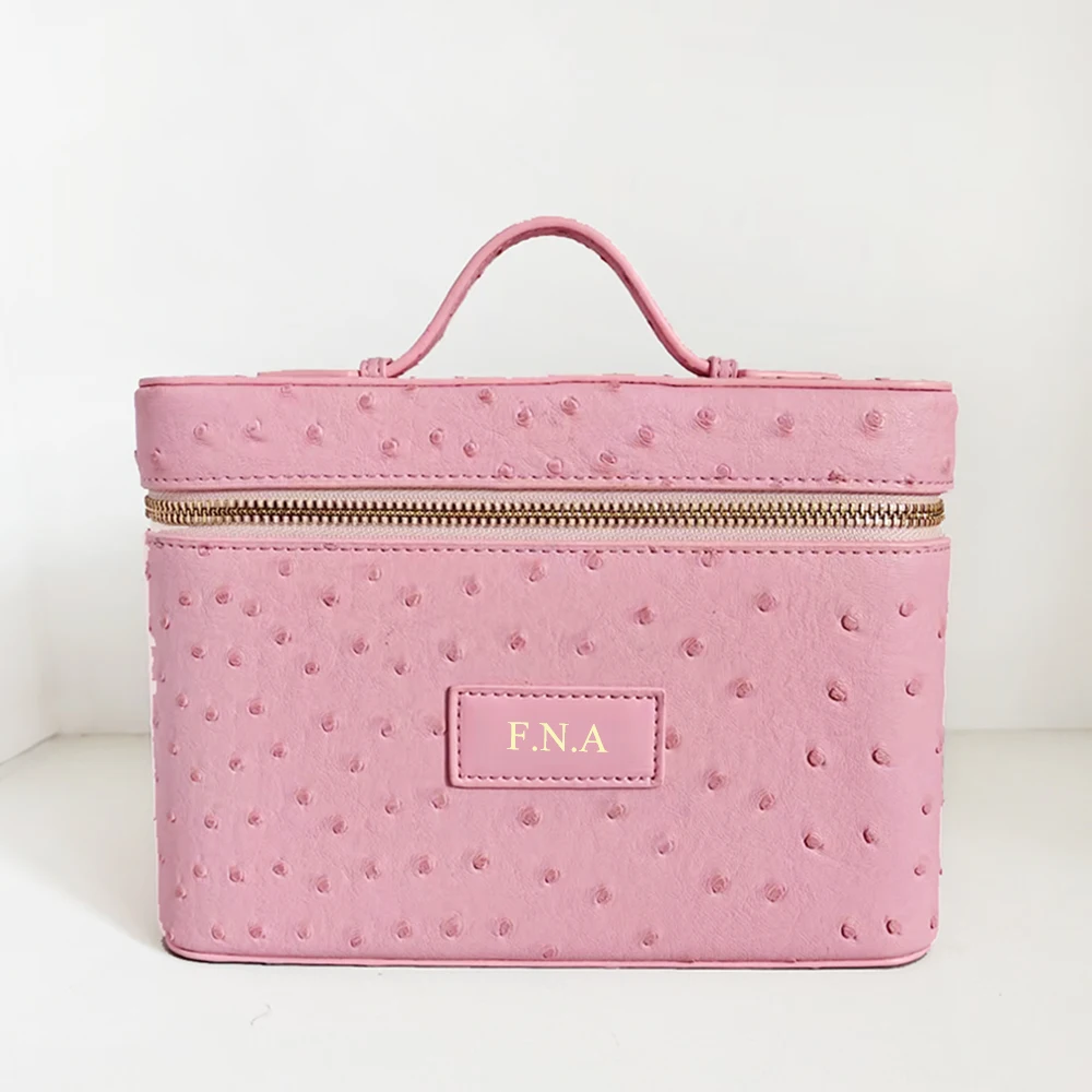 High Quality Crocodile Pattern Women Makeup Bag Custom Name Large Capacity Alligator PU Leather Travel Portable Cosmetic Box