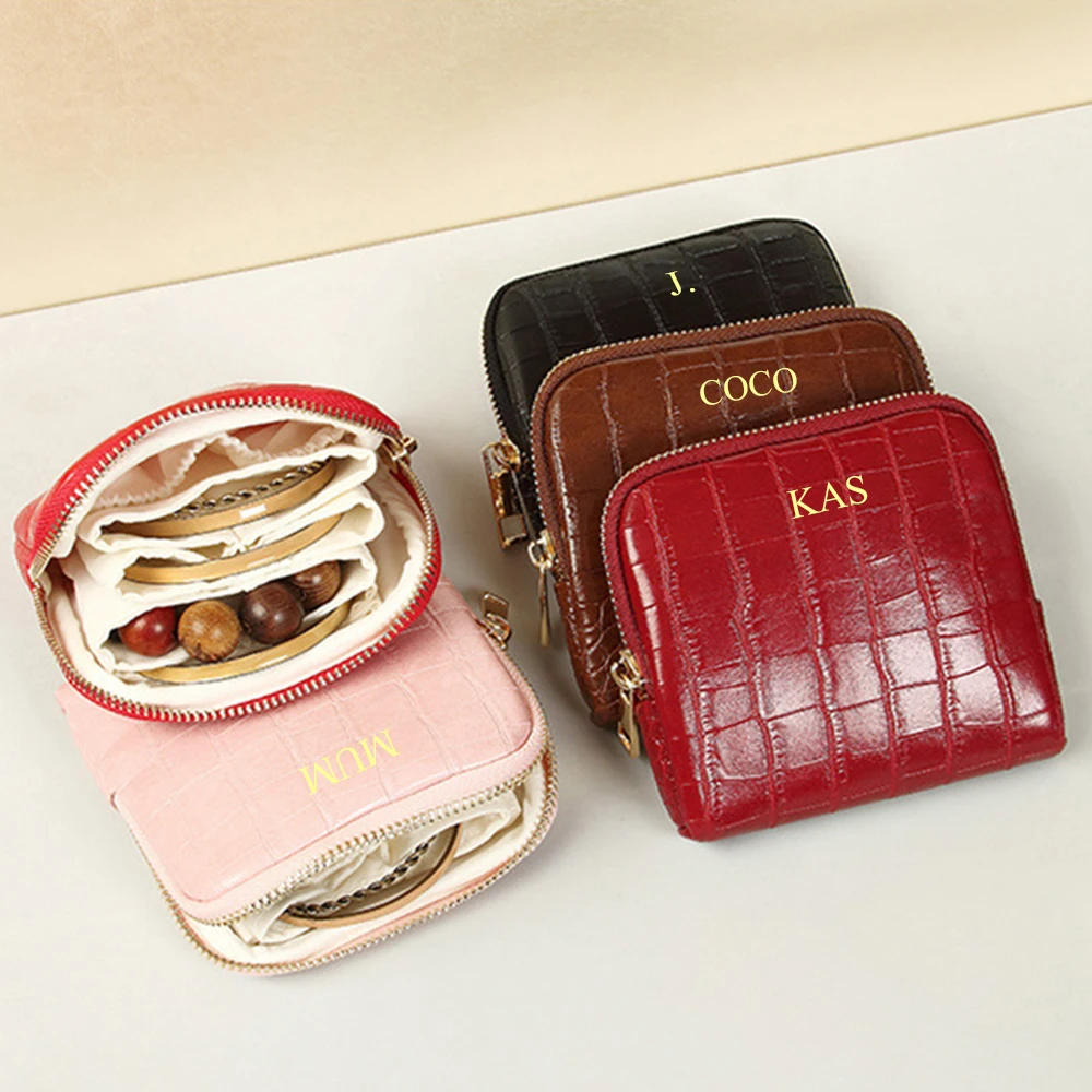 High Quality Crocodile Pattern Women Makeup Bag Custom Name Large Capacity Alligator PU Leather Travel Portable Cosmetic Box