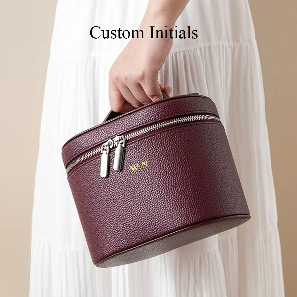 High Quality Crocodile Pattern Women Makeup Bag Custom Name Large Capacity Alligator PU Leather Travel Portable Cosmetic Box