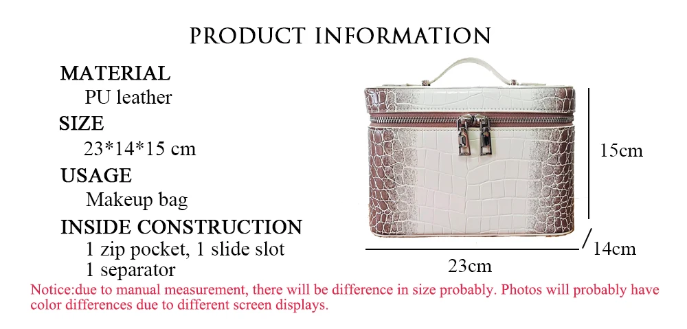 High Quality Crocodile Pattern Women Makeup Bag Custom Name Large Capacity Alligator PU Leather Travel Portable Cosmetic Box