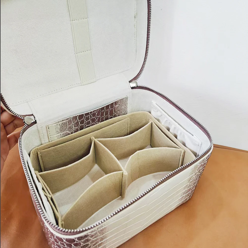 High Quality Crocodile Pattern Women Makeup Bag Custom Name Large Capacity Alligator PU Leather Travel Portable Cosmetic Box