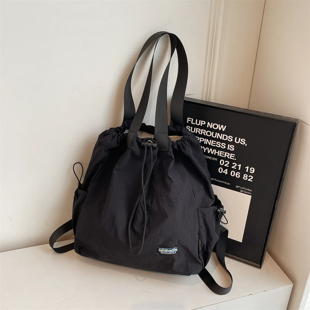 Multi-functional Fashion Backpacks For Women Nylon Large Capacity Shopper Shoulder Totes Drawstring Bucket Travelling Rucksack