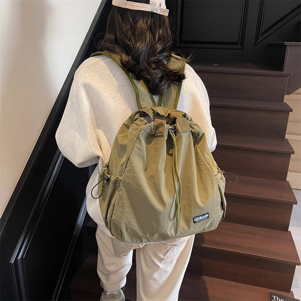 Multi-functional Fashion Backpacks For Women Nylon Large Capacity Shopper Shoulder Totes Drawstring Bucket Travelling Rucksack