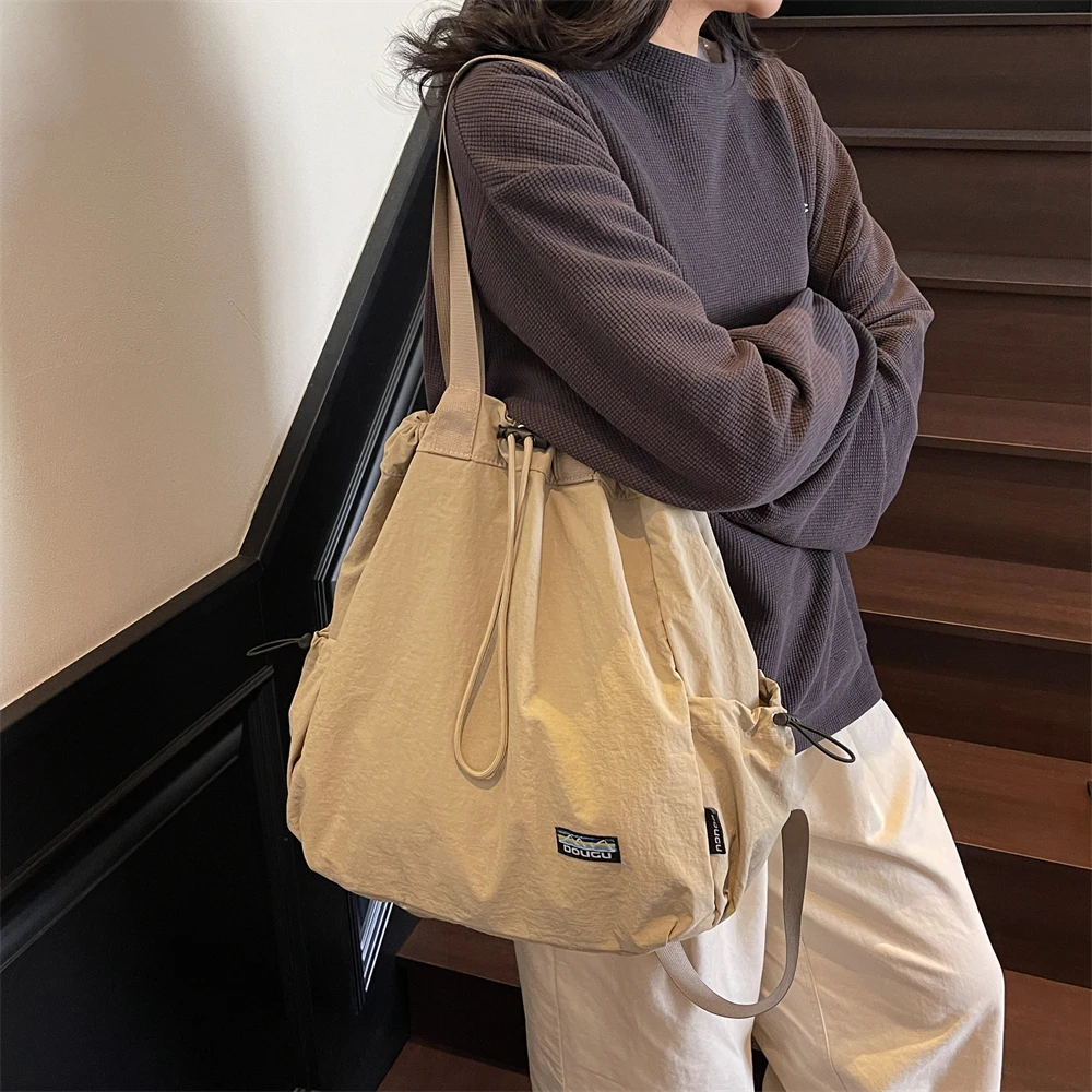 Multi-functional Fashion Backpacks For Women Nylon Large Capacity Shopper Shoulder Totes Drawstring Bucket Travelling Rucksack