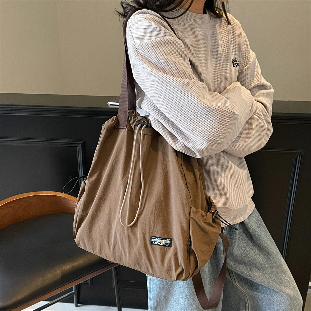 Multi-functional Fashion Backpacks For Women Nylon Large Capacity Shopper Shoulder Totes Drawstring Bucket Travelling Rucksack