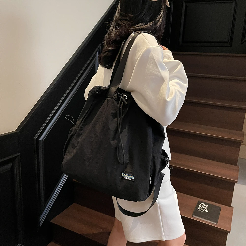Multi-functional Fashion Backpacks For Women Nylon Large Capacity Shopper Shoulder Totes Drawstring Bucket Travelling Rucksack
