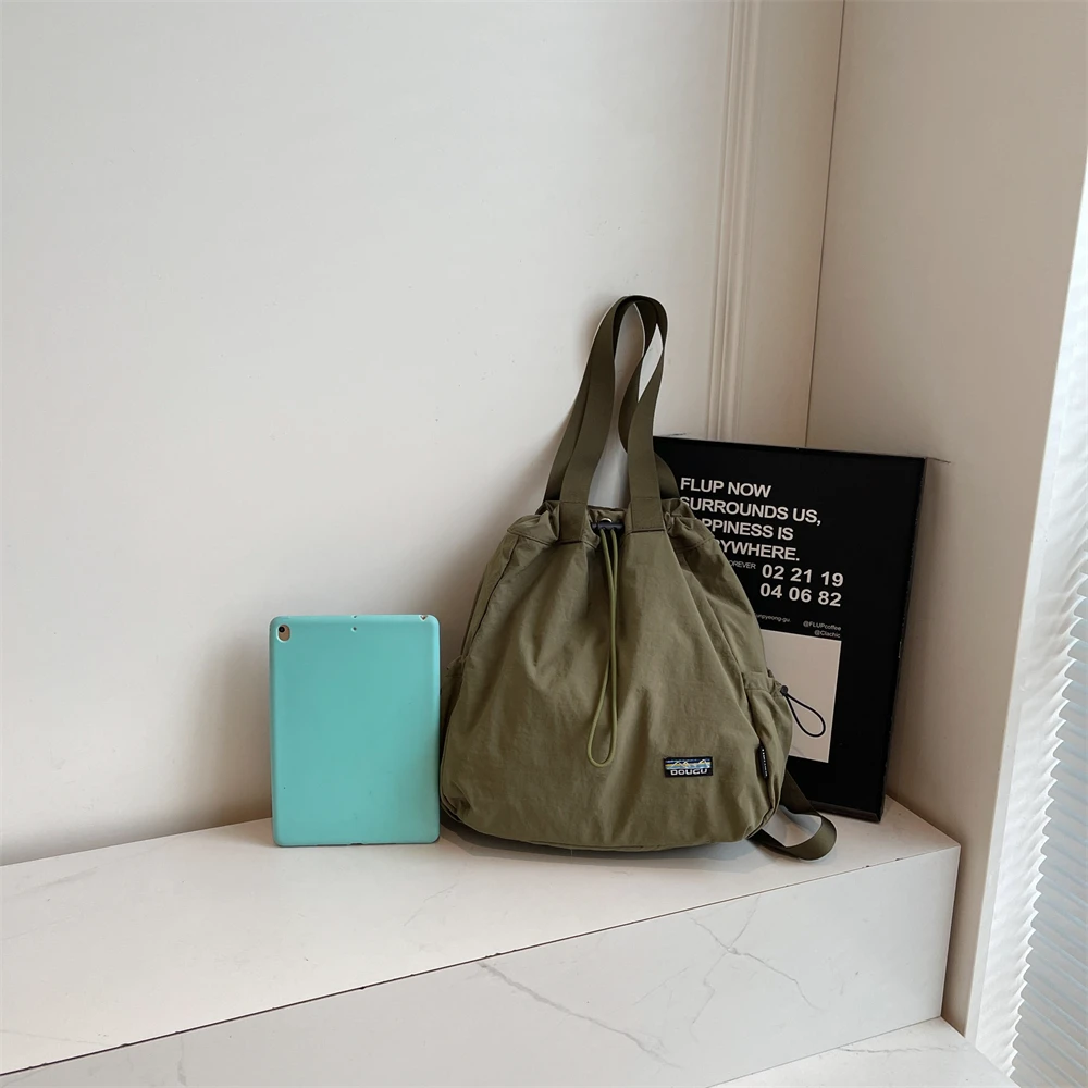 Multi-functional Fashion Backpacks For Women Nylon Large Capacity Shopper Shoulder Totes Drawstring Bucket Travelling Rucksack