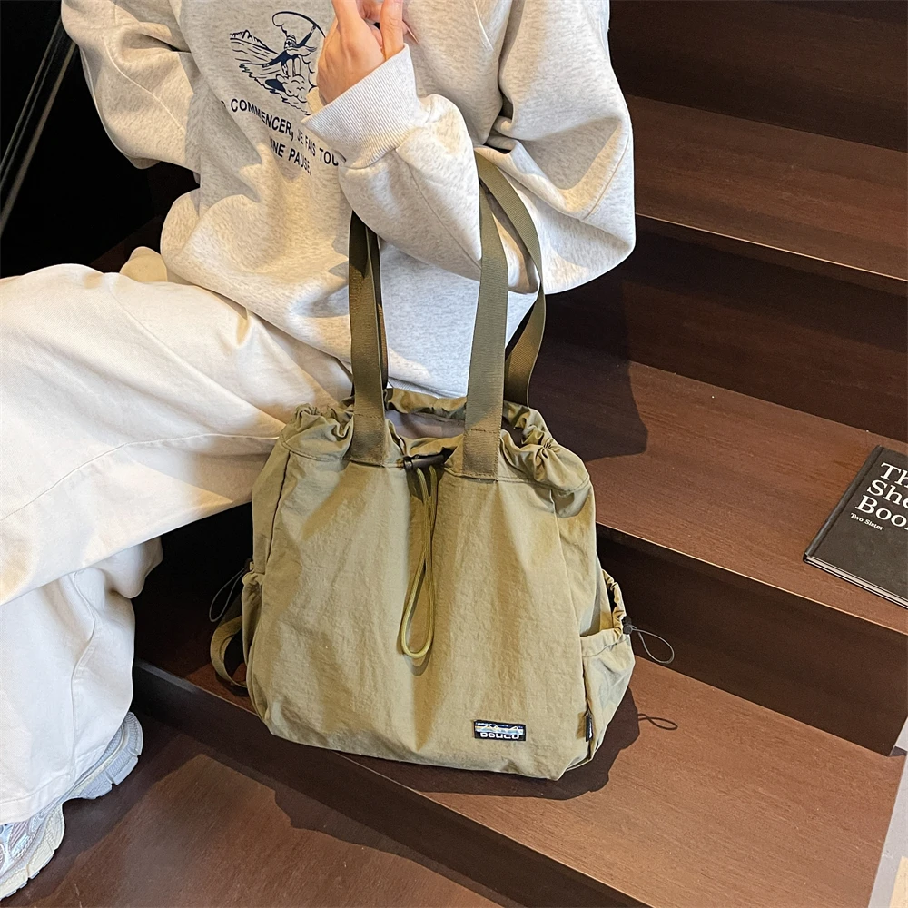 Multi-functional Fashion Backpacks For Women Nylon Large Capacity Shopper Shoulder Totes Drawstring Bucket Travelling Rucksack