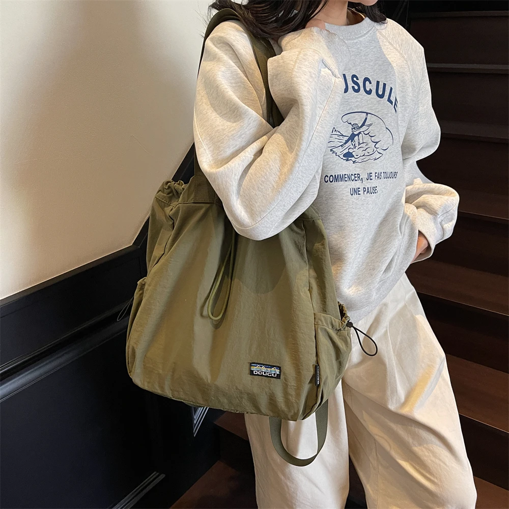 Multi-functional Fashion Backpacks For Women Nylon Large Capacity Shopper Shoulder Totes Drawstring Bucket Travelling Rucksack