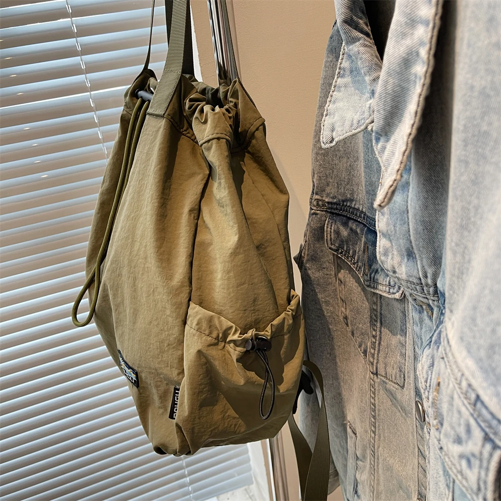 Multi-functional Fashion Backpacks For Women Nylon Large Capacity Shopper Shoulder Totes Drawstring Bucket Travelling Rucksack