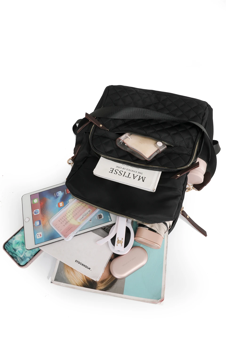 Fashion Plaid Daypack Women Waterproof Nylon Backpack Purse Ladies Large Capacity Book Bag Outdoor Travel Weekend Schoolbags