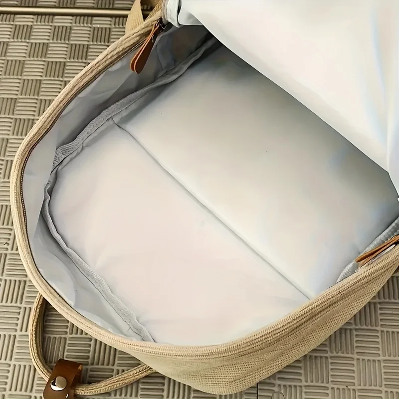 Casual Corduroy Backpack for Teens, 14 Laptop Compartment, High School & College Bag with Zipper Pocket, Backpacks for School