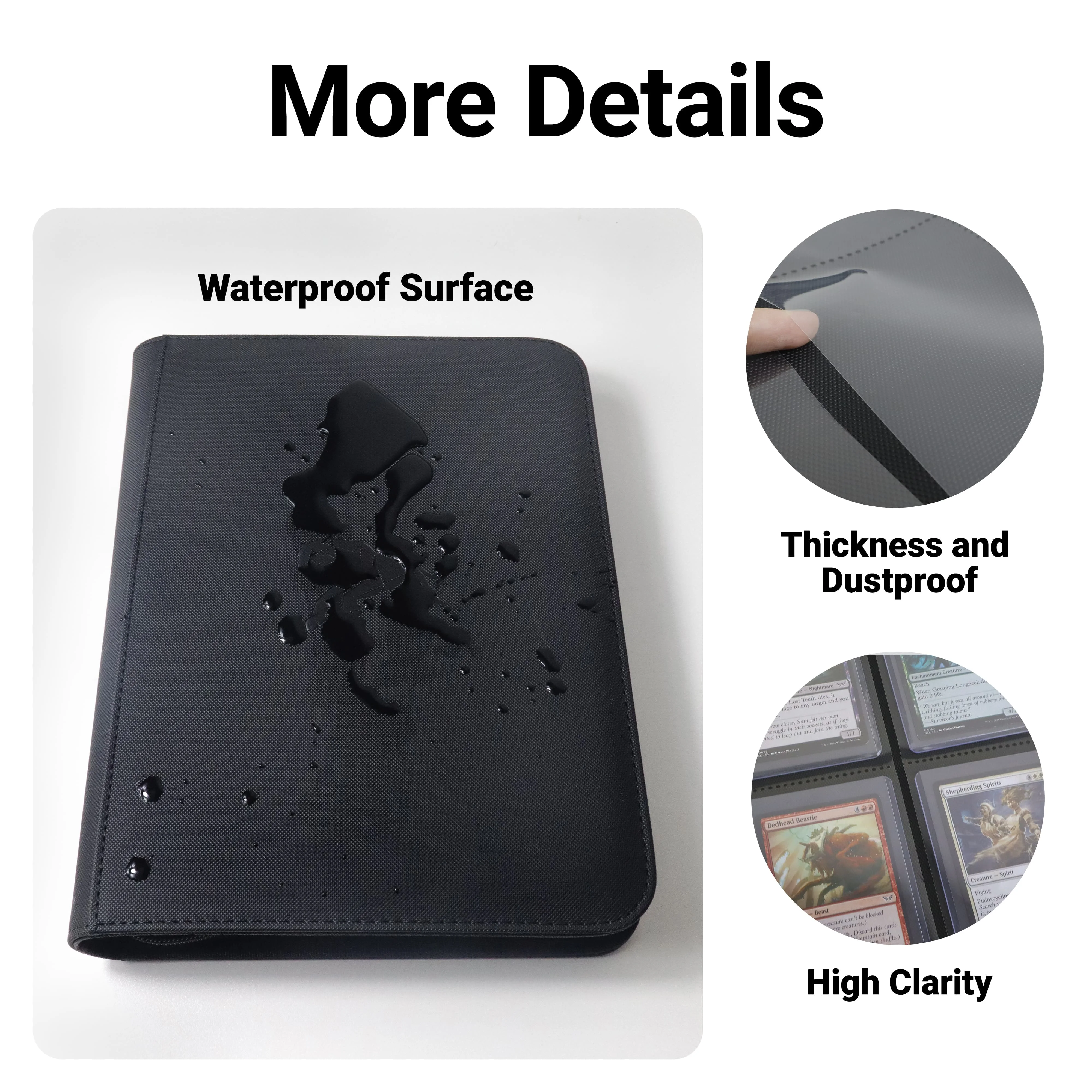 4-Pocket Double Sided 160 Pockets PU Card Binder, 3×4 Inch Trading Card Album for TCG Sports Cards