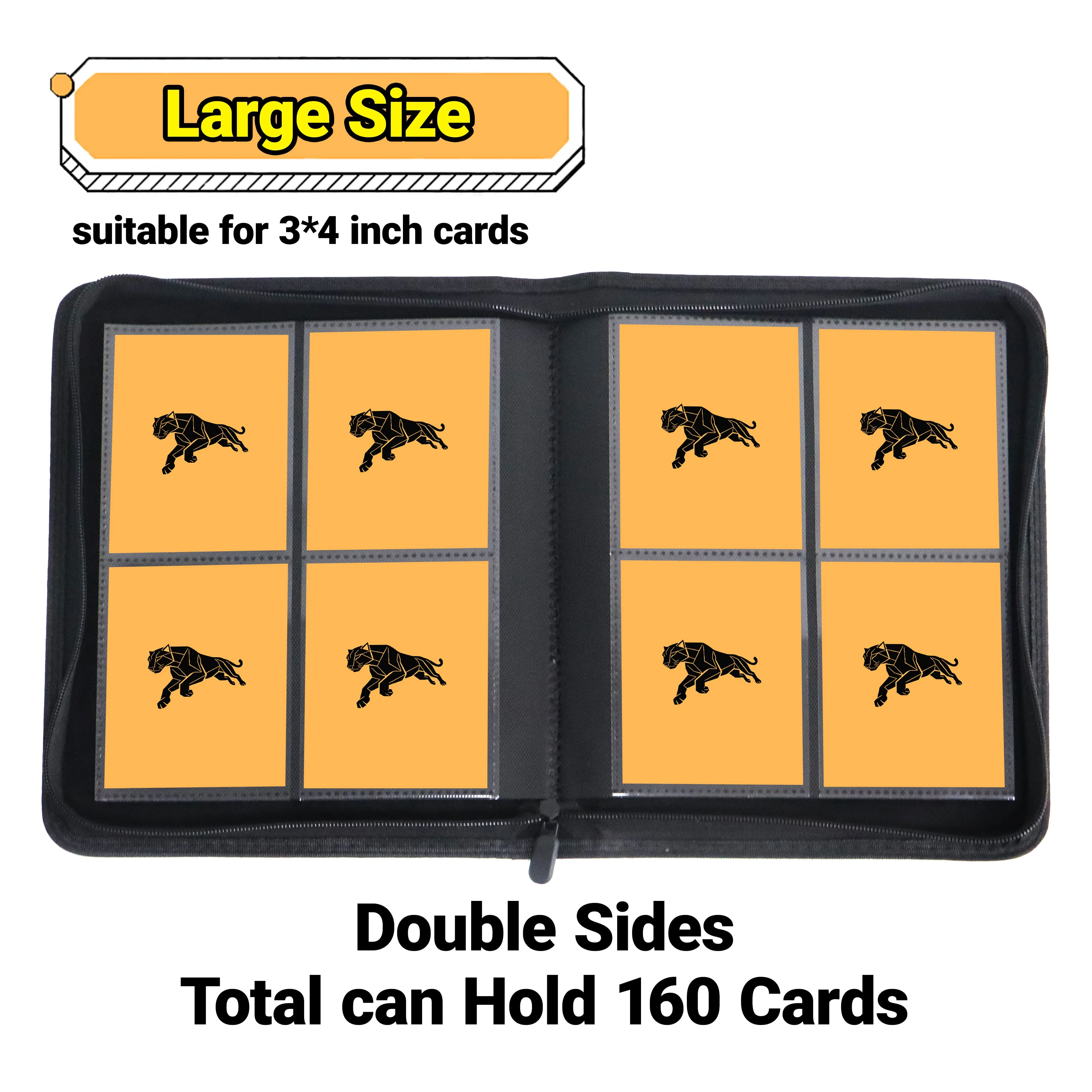 4-Pocket Double Sided 160 Pockets PU Card Binder, 3×4 Inch Trading Card Album for TCG Sports Cards