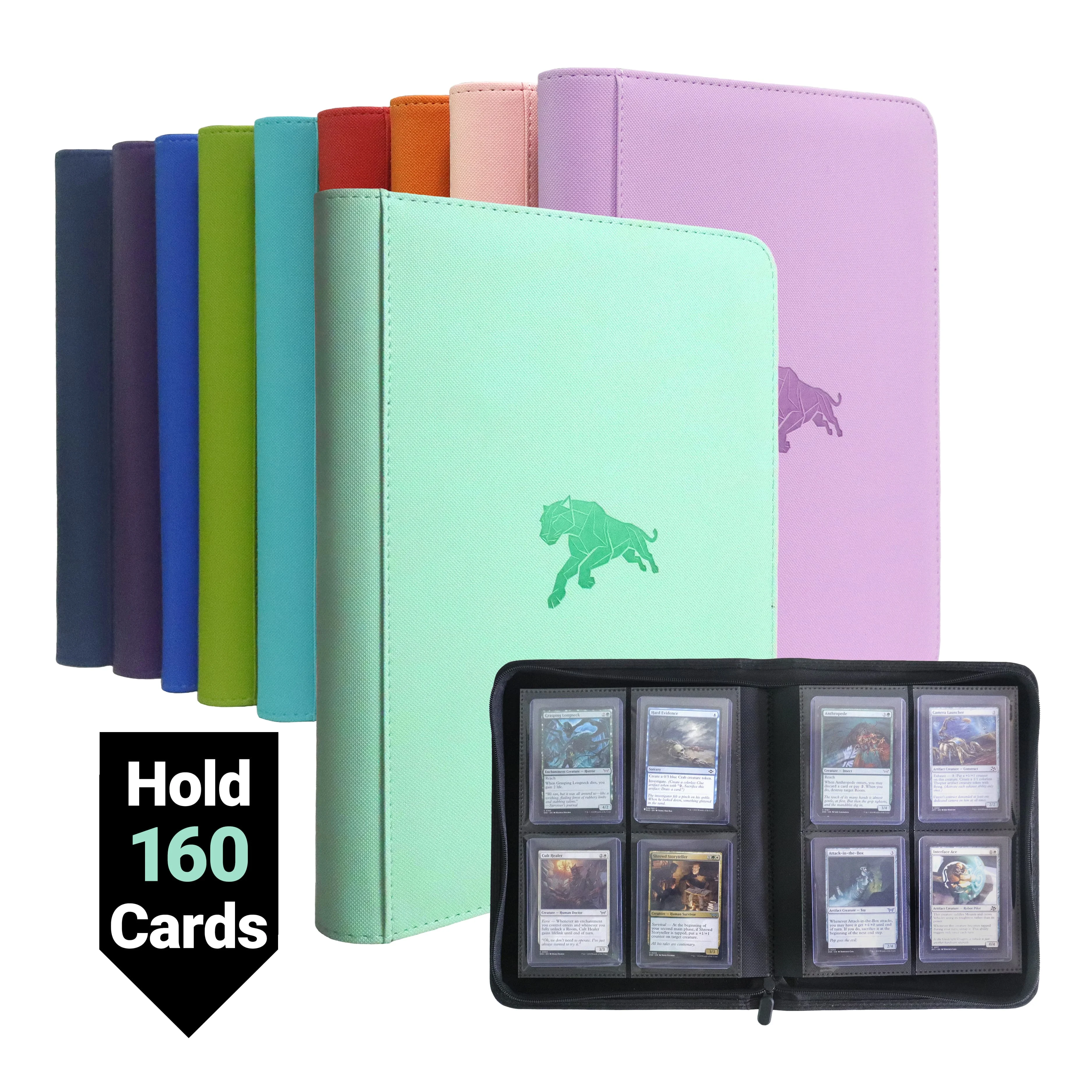 4-Pocket Double Sided 160 Pockets PU Card Binder, 3×4 Inch Trading Card Album for TCG Sports Cards