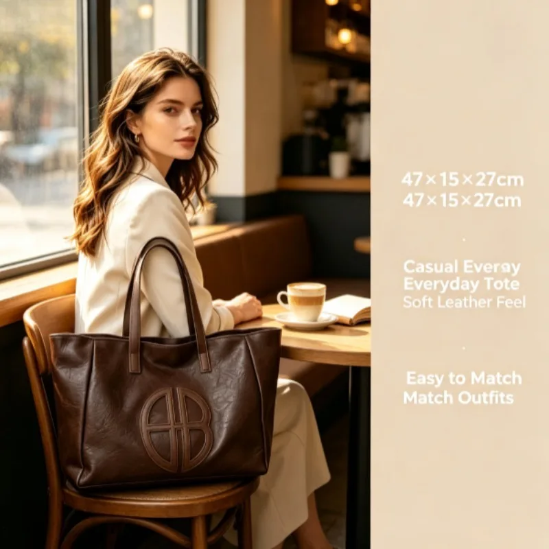 2026 New Retro Large Capacity Women Eco Bag, Simple Casual Commuter Shoulder Bag, Fashion Daily Tote Bag