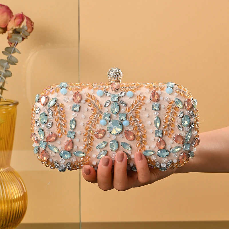 Women's Bridal Clutch Evening Bag Crystal Handbag with Chain Shoulder Strap for Party Wedding Female Fashion Accessory