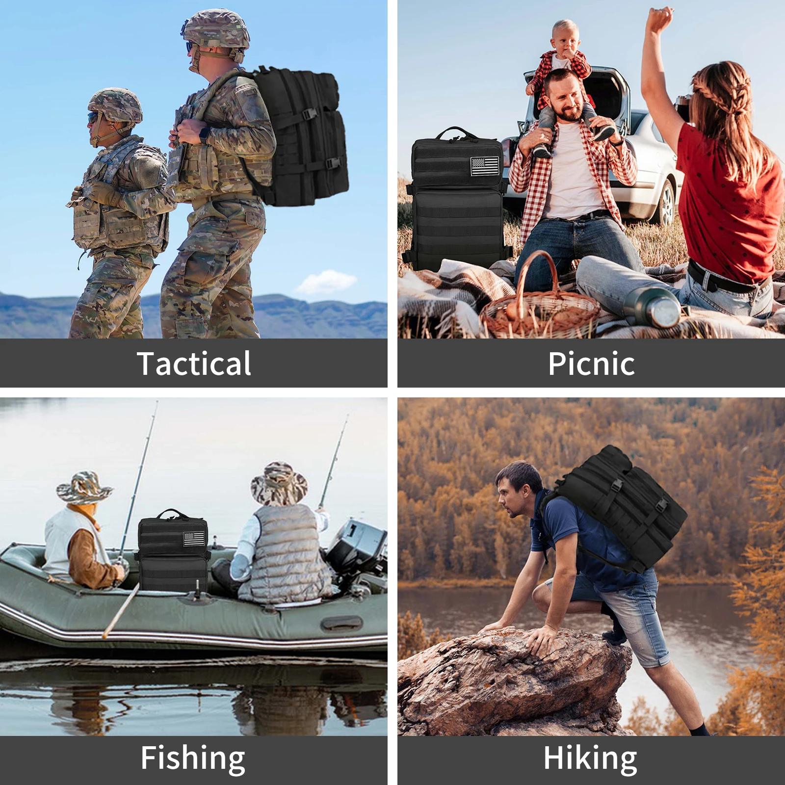 50L/32L Military Tactical Backpack, Large Assault Pack for Camping Hiking with MOLLE, Durable Daypack Rucksack for Men Travel Work