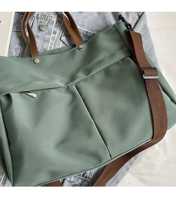 Stylish Women's Nylon Tote Bag Large Capacity Multiple Pockets Lightweight Casual Shoulder Bag for Daily Commute Shopping