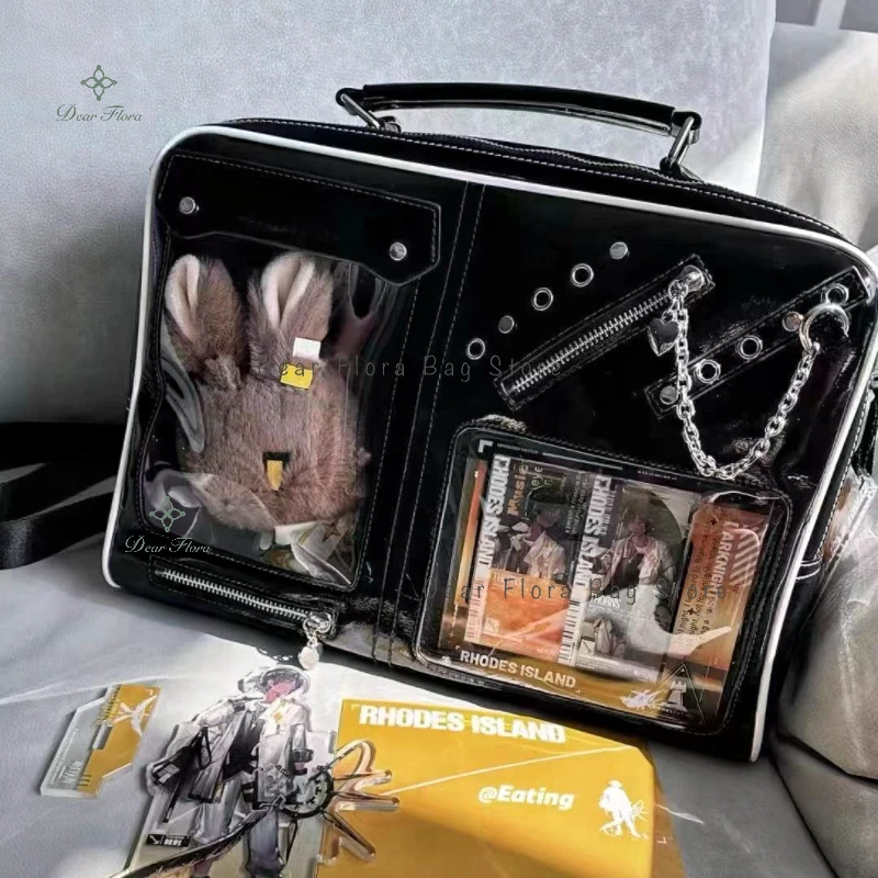 Y2K Women Ita Shoulder Bag Girls Transparent Bag DIY Display Crossbody Fashion Handbag Backpack Students Bookbag Travel Knapsack