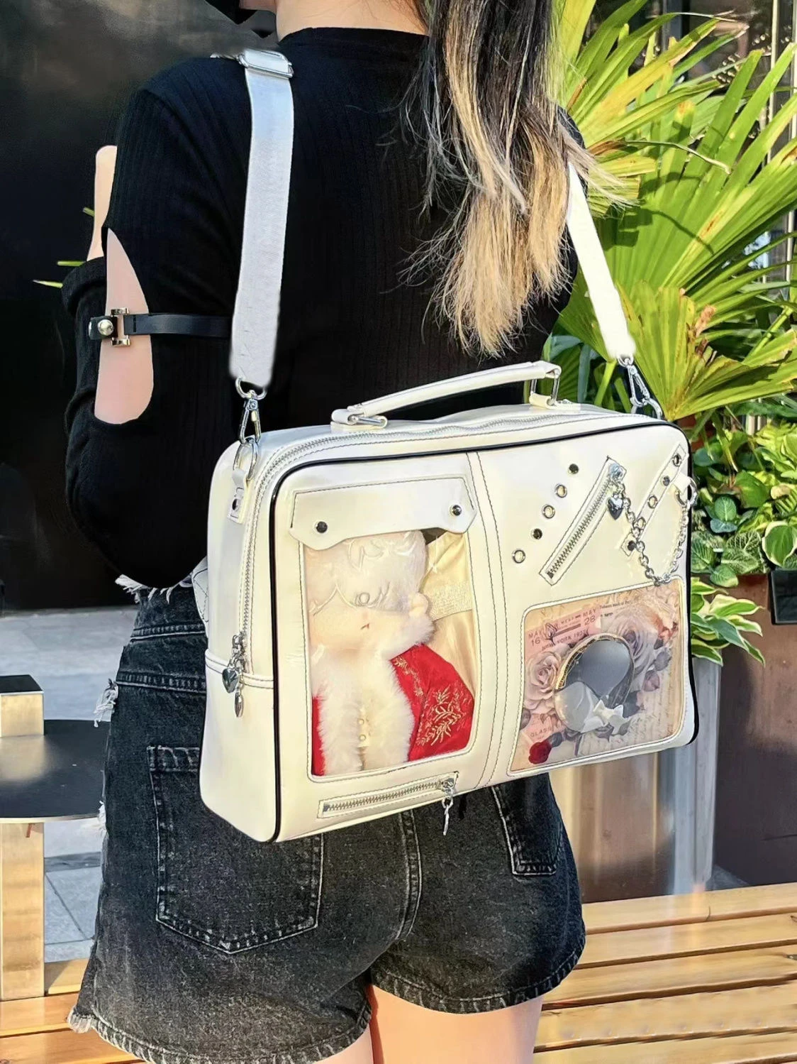 Y2K Women Ita Shoulder Bag Girls Transparent Bag DIY Display Crossbody Fashion Handbag Backpack Students Bookbag Travel Knapsack