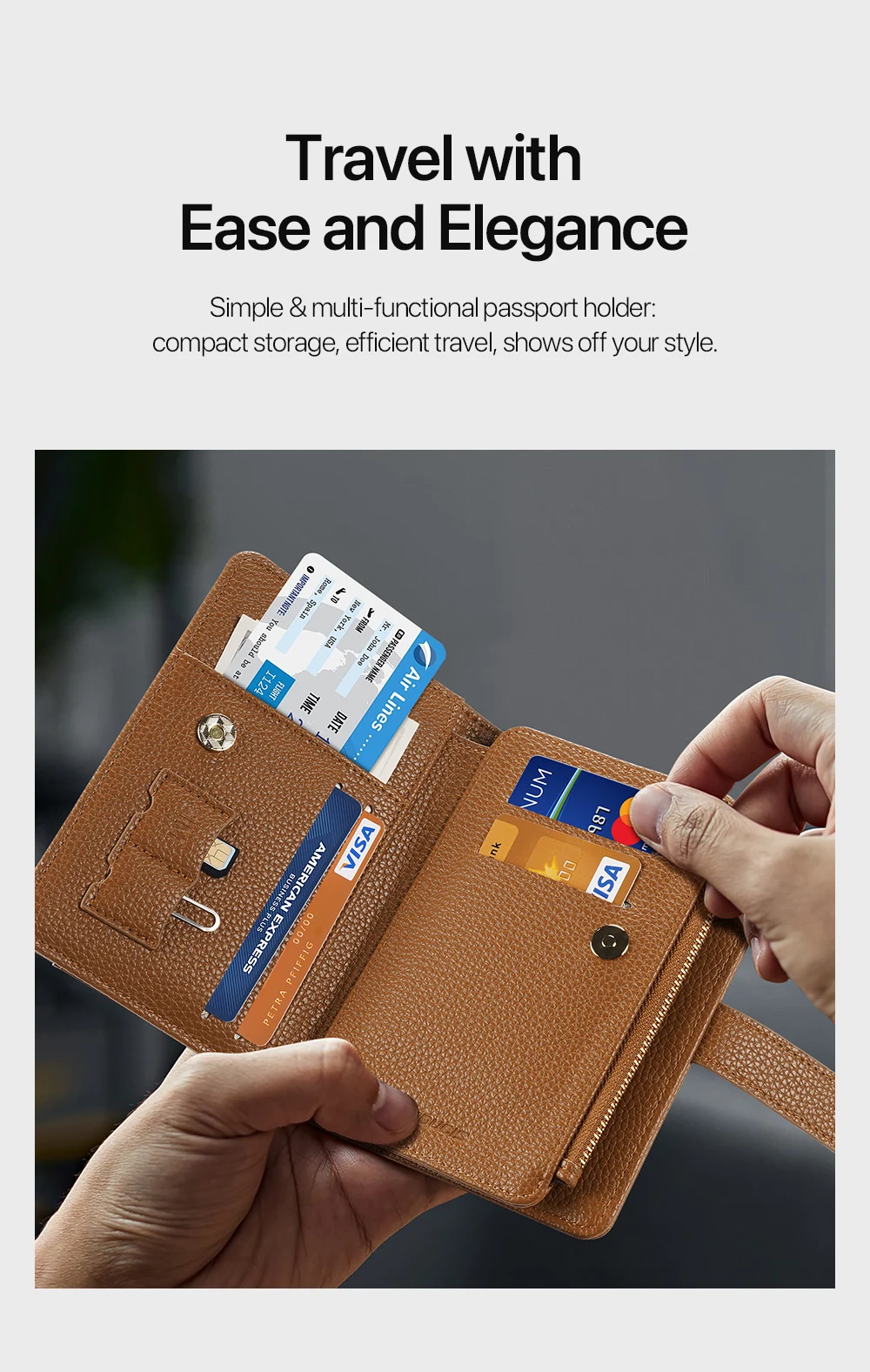 New Large Capacity Unisex Passport Holder Wallet - RFID Blocking PU Leather Travel Card Organizer with Money Clip