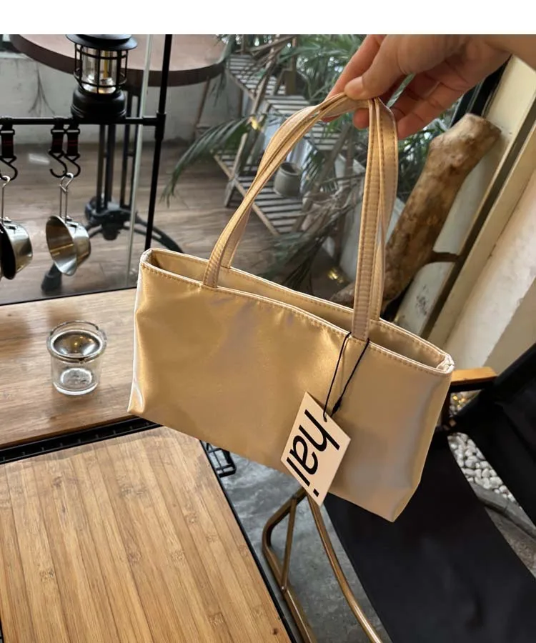 New Solid Color Silk Satin Handbag, Double Shoulder Strap Underarm Tote, Small Square Bag for Women, Holds Phone & Cosmetics