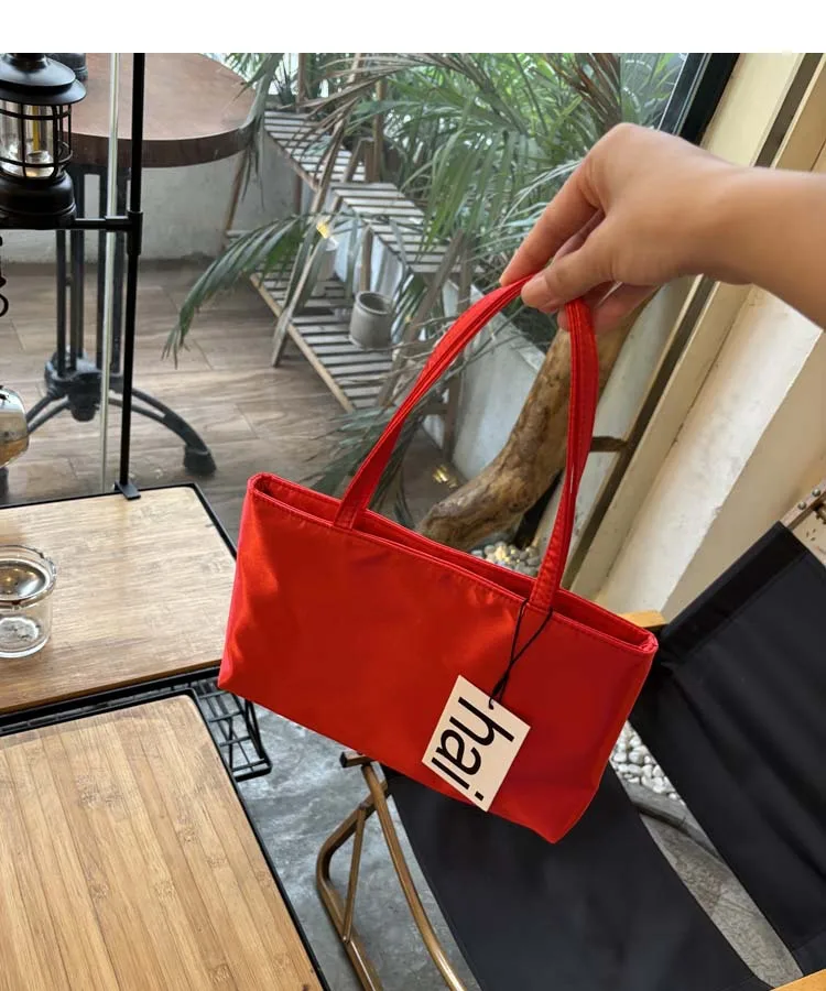 New Solid Color Silk Satin Handbag, Double Shoulder Strap Underarm Tote, Small Square Bag for Women, Holds Phone & Cosmetics