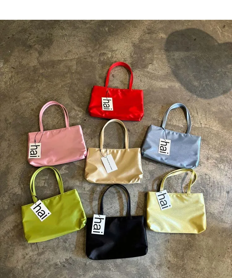 New Solid Color Silk Satin Handbag, Double Shoulder Strap Underarm Tote, Small Square Bag for Women, Holds Phone & Cosmetics