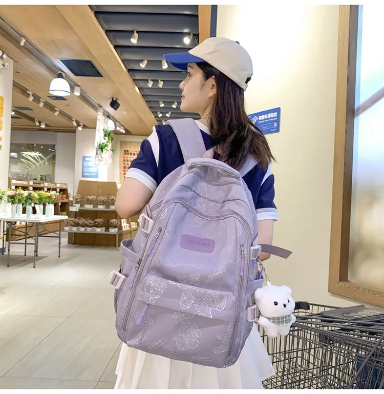 High-looking Backpack for Girls Lightweight and Large-capacity Schoolbag for Middle and High School Students Casual Backpack