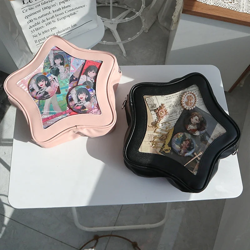 Yellow Star Ita Bag Girls Cute Fashion Kawaii Backpack Y2K Waterproof Front Pocket Transparent Knapsack Teenage Travel Schoolbag