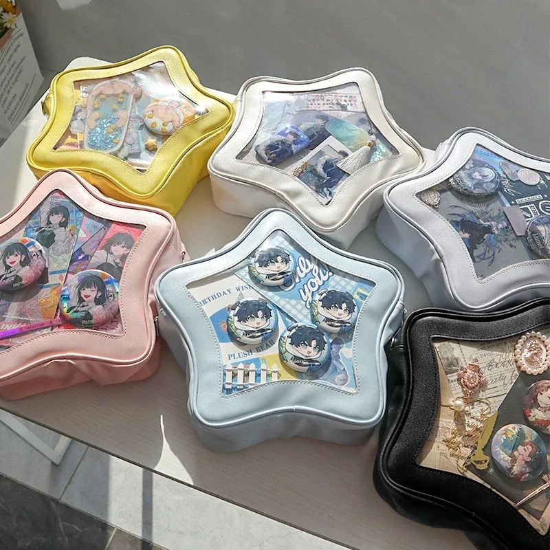 Yellow Star Ita Bag Girls Cute Fashion Kawaii Backpack Y2K Waterproof Front Pocket Transparent Knapsack Teenage Travel Schoolbag