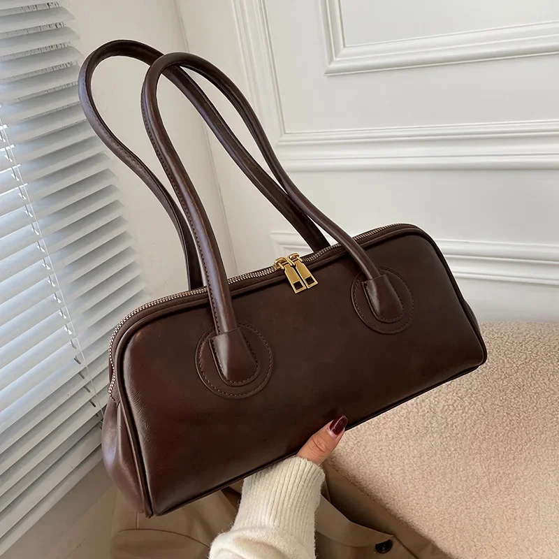 Classic Leather Handbag, Retro Simple Underarm Bag, Elegant Stylish Tote Bag for Women Everyday Casual Versatile Shoulder Bag